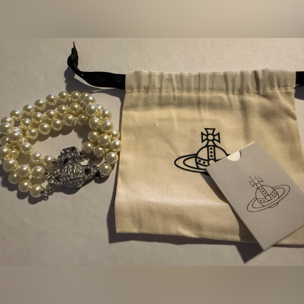 Vivienne Westwood Silver Orb Pearl Bracelet
